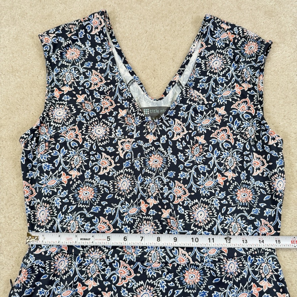 Title Nine Diamalete Sleeveless Dress Womens M Blue Floral Athletic Coastal - Picture 5 of 11